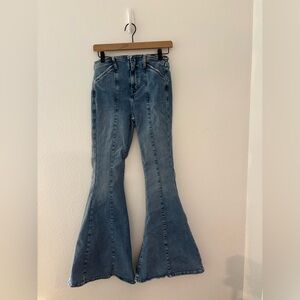 Free People We The Free Front Pleat Flare Jeans